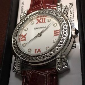 COPY - NWT,NIB,GENEVEX, BROWN LEATHER BAND WATCH.SEE PICS,Roman Numerals,Crysta…